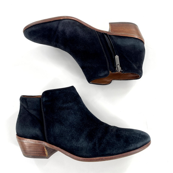 Sam Edelman Petty Womens Ankle Boot Black Suede Leather Side Zip Block Heel Sz 9 - Picture 2 of 11